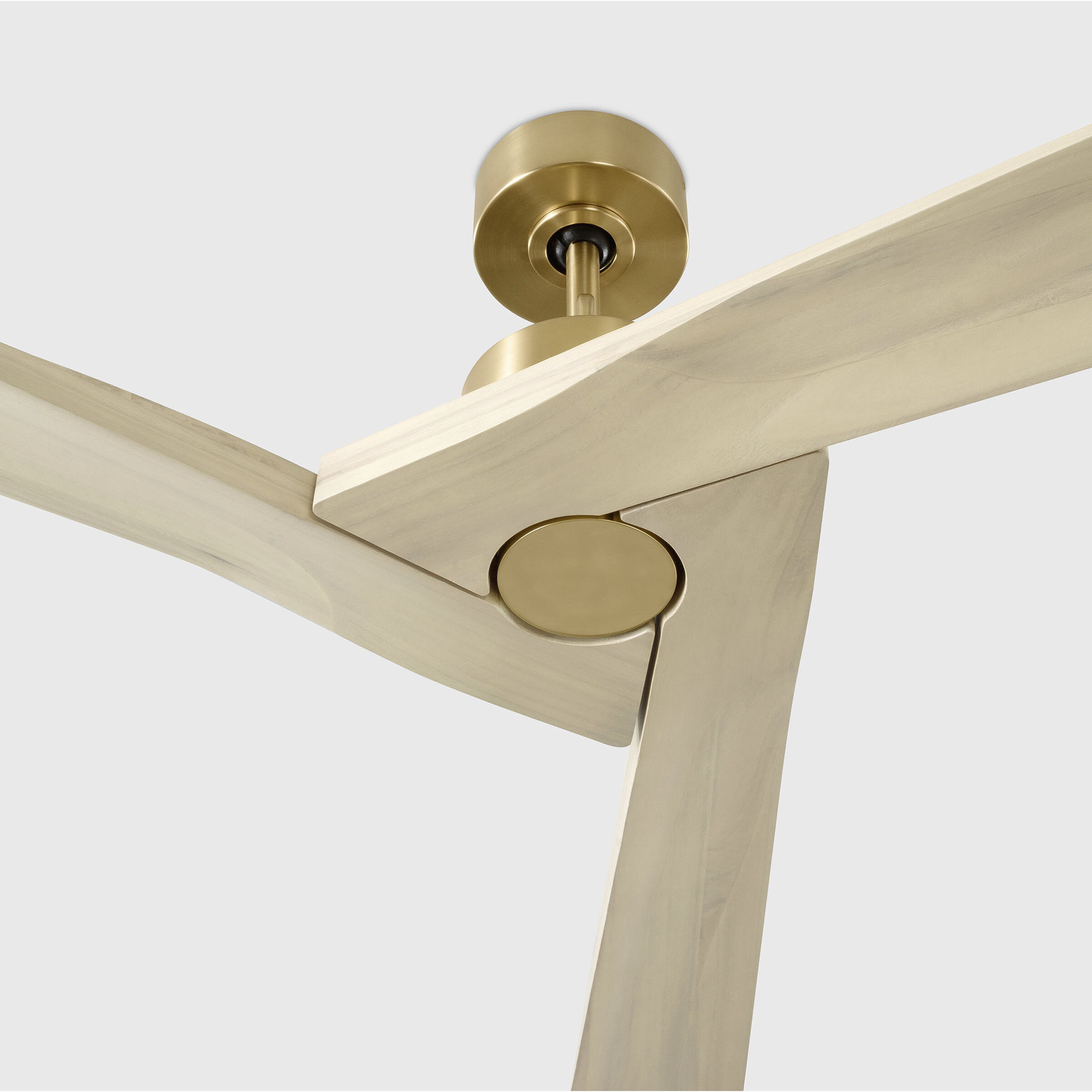 Alma 52 inch Burnished Brass with Washed White Oak Blades Smart Ceiling Fan