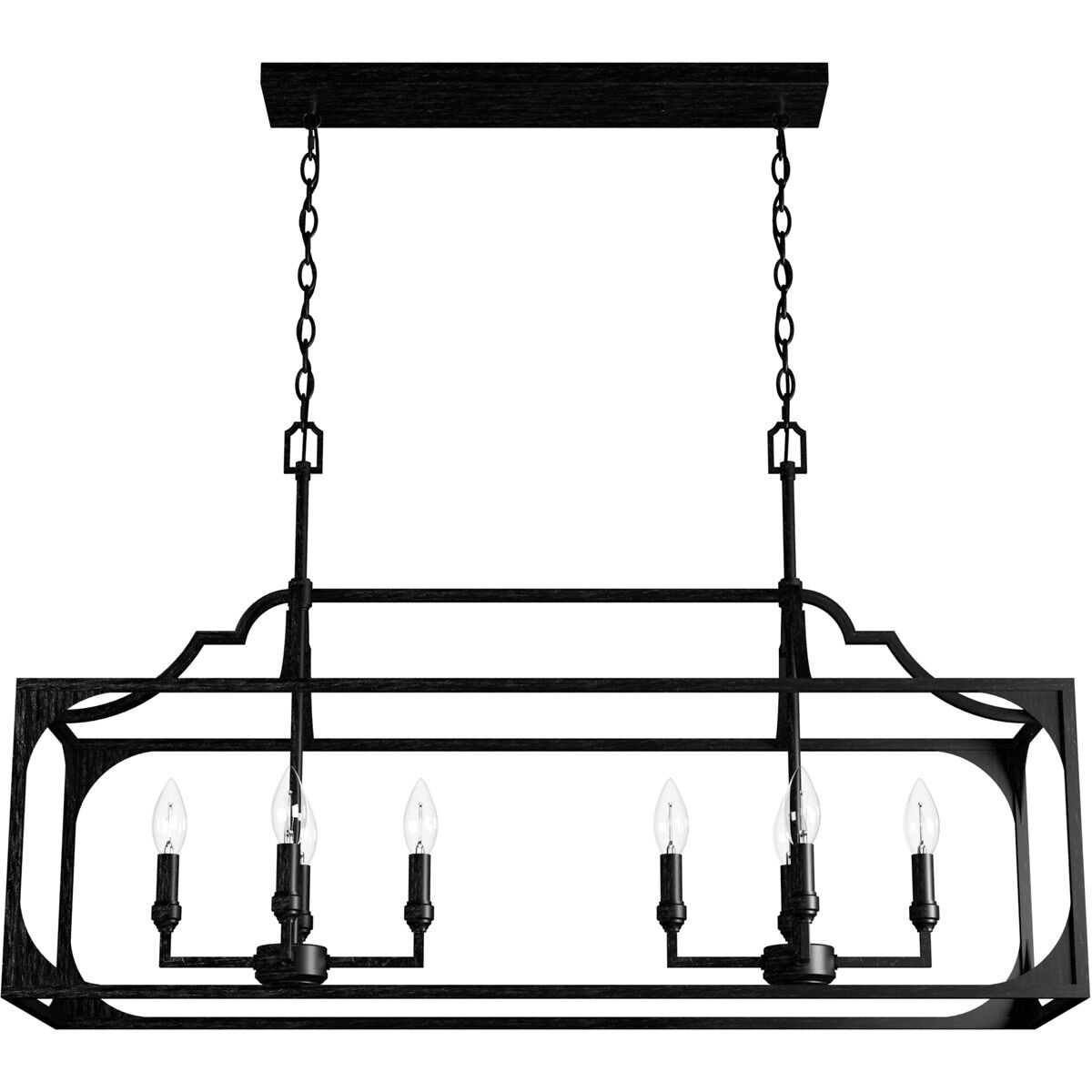 Highland Hill 8 Light 40 inch Rustic Iron Linear Chandelier Ceiling Light