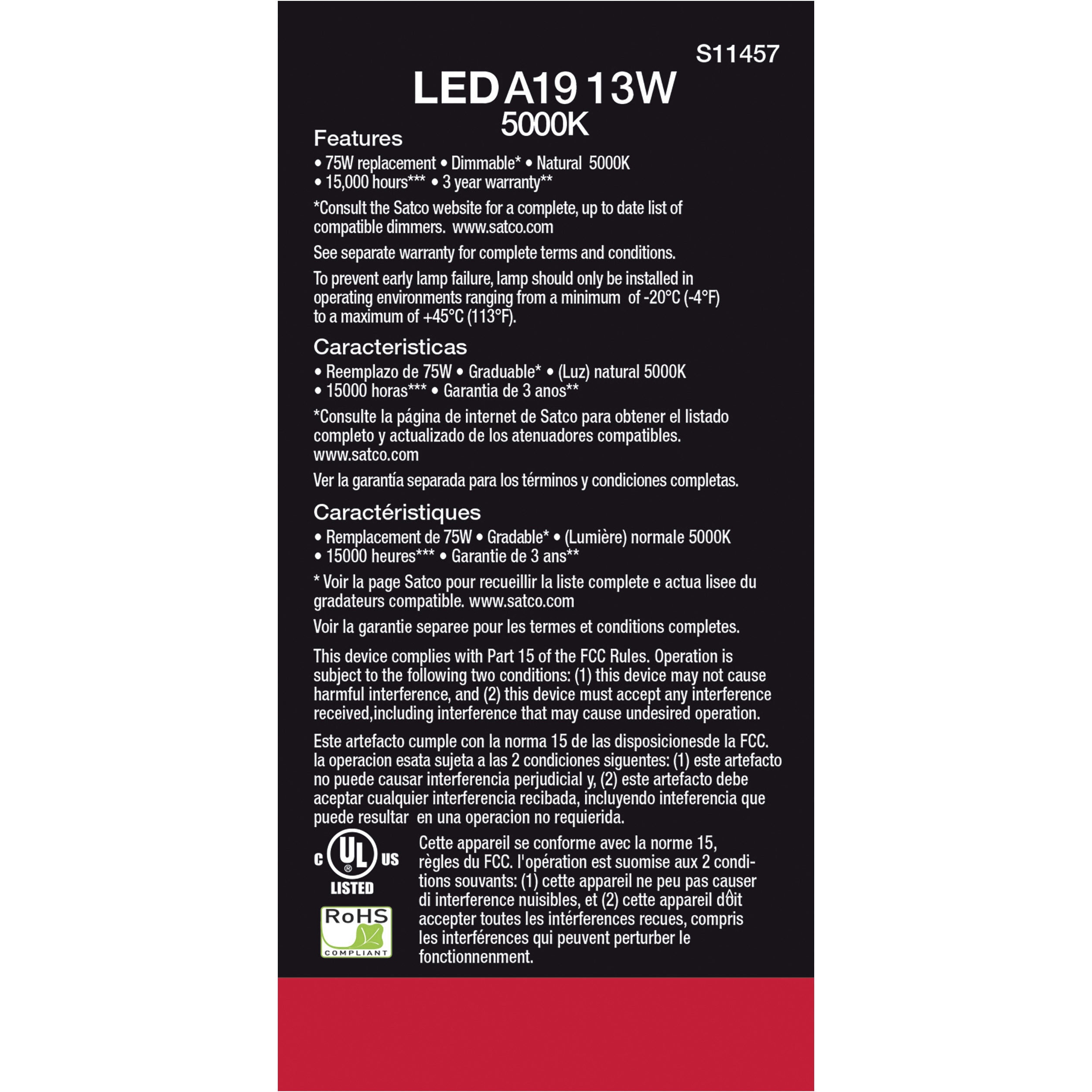 Lumos LED Medium Type A 13.00 watt 5000K Light Bulb