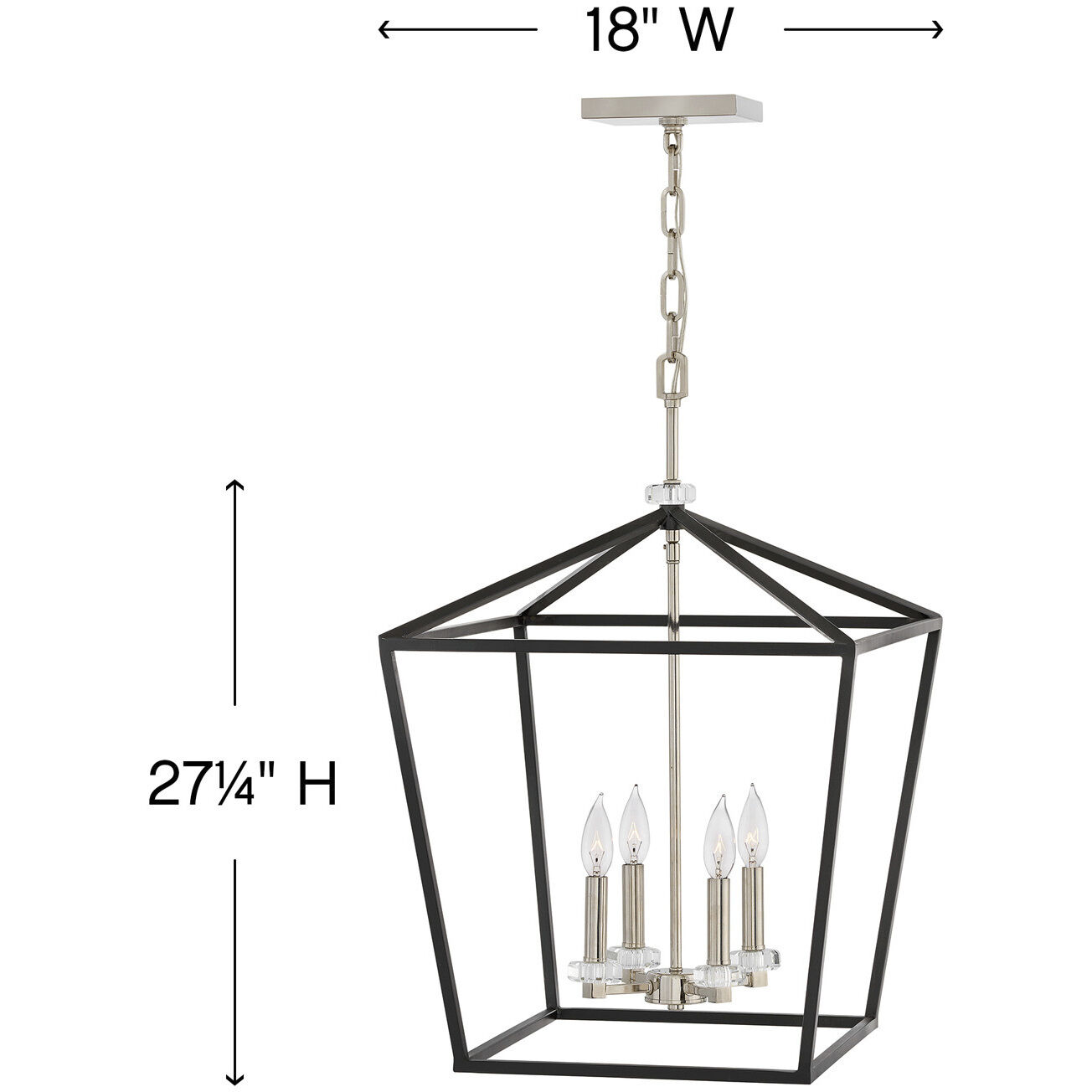 Stinson 4 Light 18 inch Black with Polished Nickel Indoor Chandelier Ceiling Light