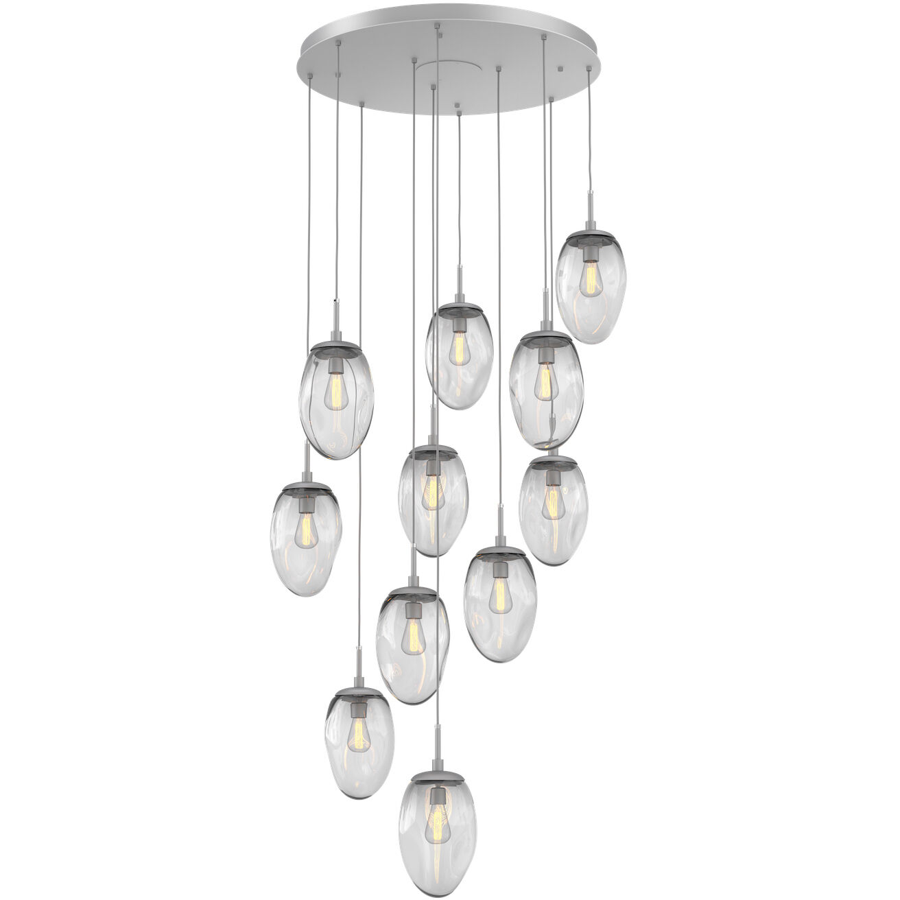 Meteo Incandescent 11 Light Classic Silver Chandelier Ceiling Light, Round Multi-Pendant
