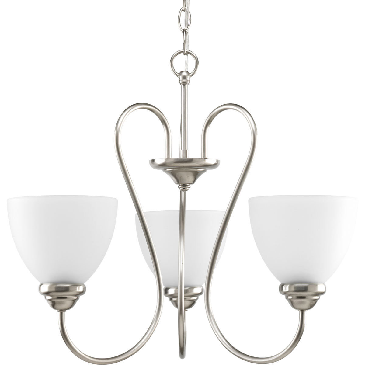Heart 3 Light 21.69 inch Brushed Nickel Chandelier Ceiling Light