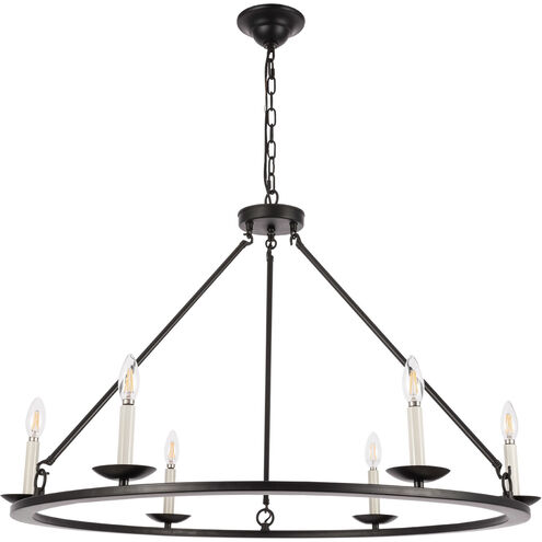 Maine 6 Light 36 inch Black Chandelier Ceiling Light