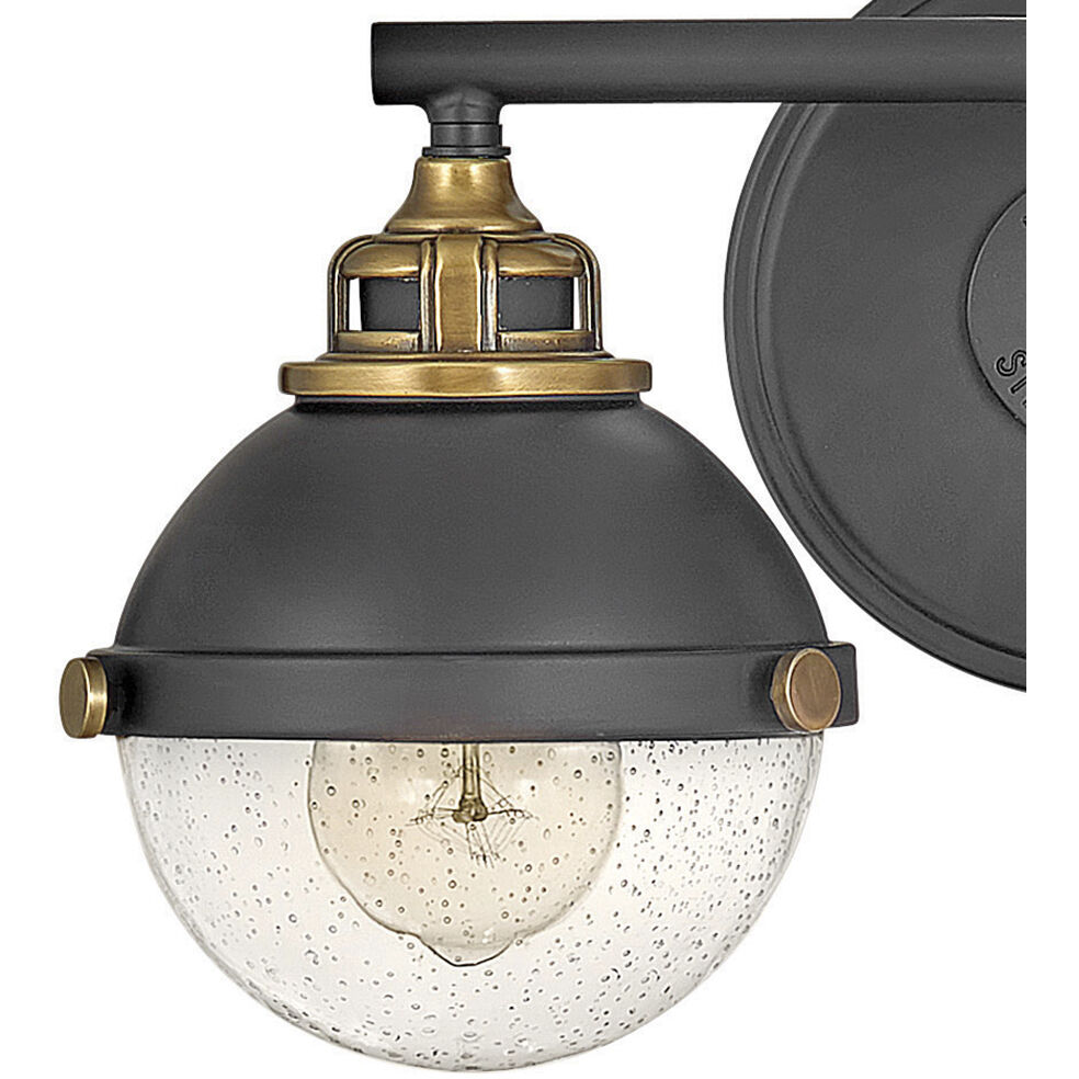 Fletcher 2 Light 16 inch Black with Heritage Brass Vanity Light Wall Light