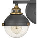 Fletcher LED 16 inch Black with Heritage Brass Vanity Light Wall Light