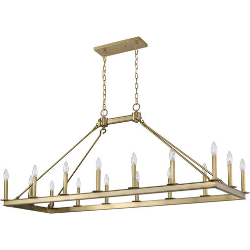 Barclay 16 Light 56 inch Olde Brass Linear Chandelier Ceiling Light
