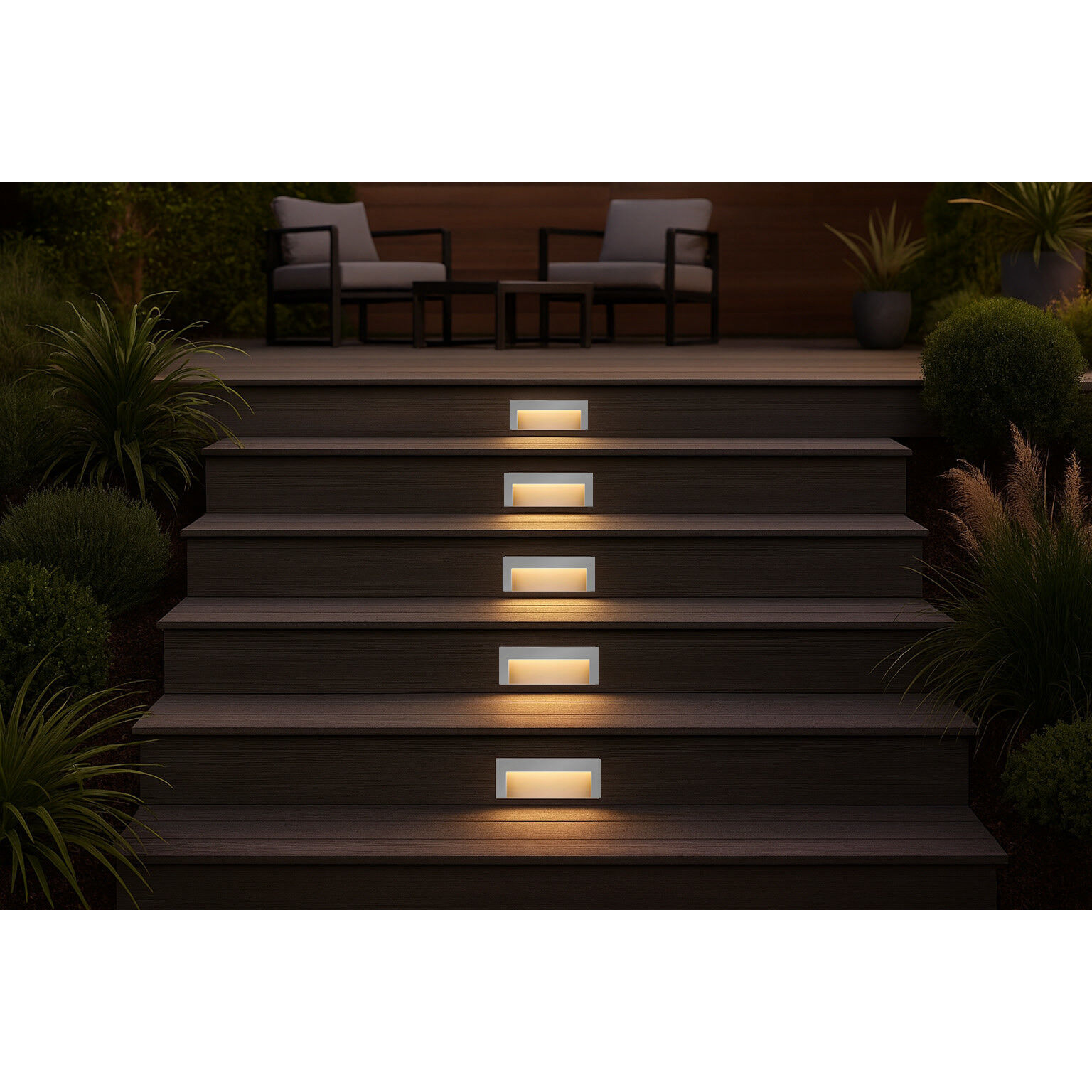 Taper 12v 2.50 watt Satin White Landscape Deck Sconce, Horizontal
