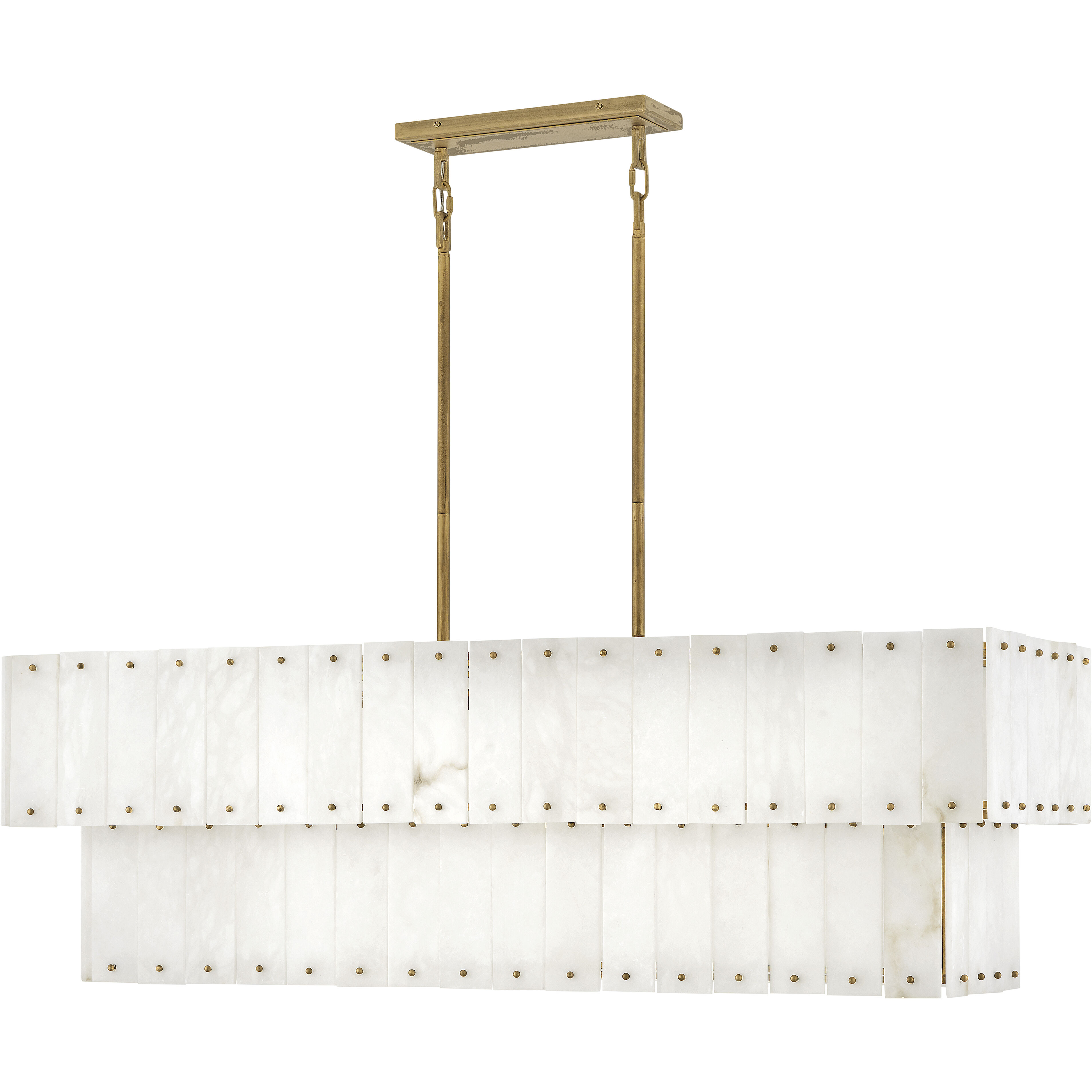 Simone LED 48 inch Burnished Gold Chandelier Ceiling Light in Alabaster, Linear & Oval