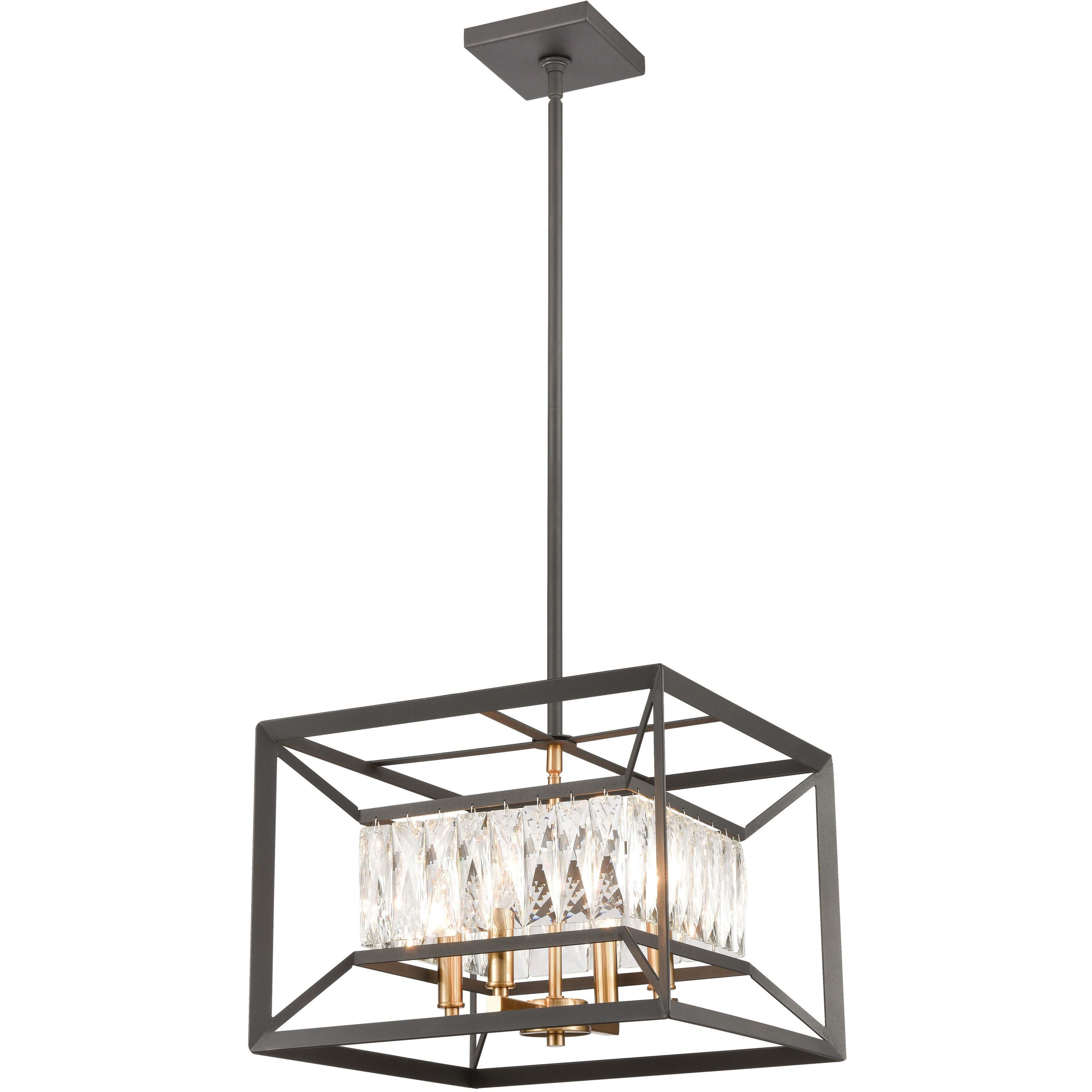 Starlight 4 Light 15 inch Charcoal with Satin Brass Chandelier Ceiling Light