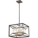 Starlight 4 Light 15 inch Charcoal with Satin Brass Chandelier Ceiling Light