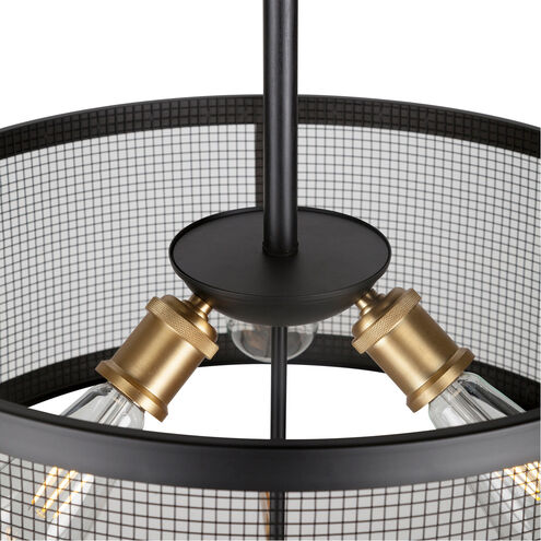 Takoma 3 Light 20 inch Black and Soft Gold Drum Pendant Ceiling Light