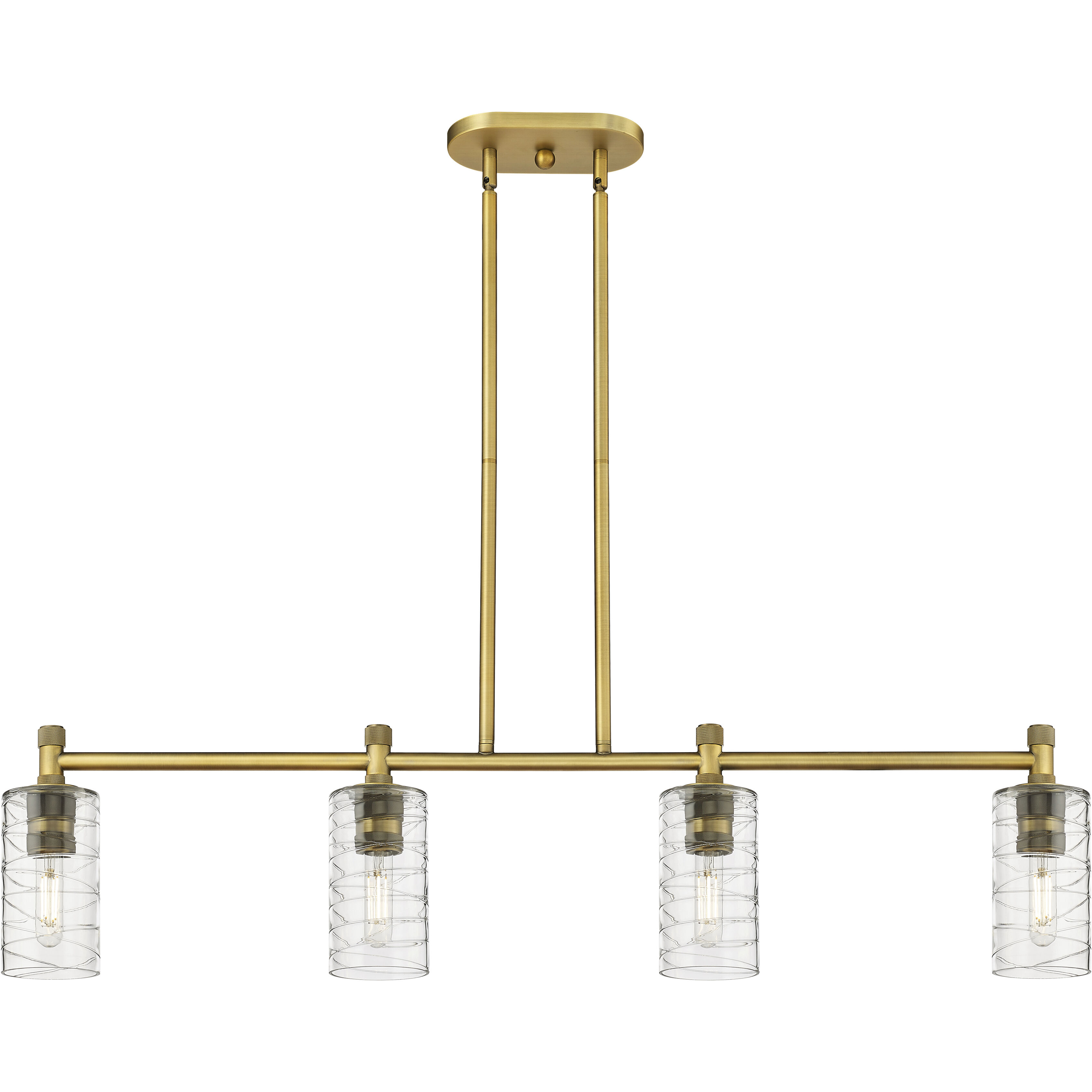 Downtown Urban Crown Point Island Light Ceiling Light in Brushed Brass, Deco Swirl