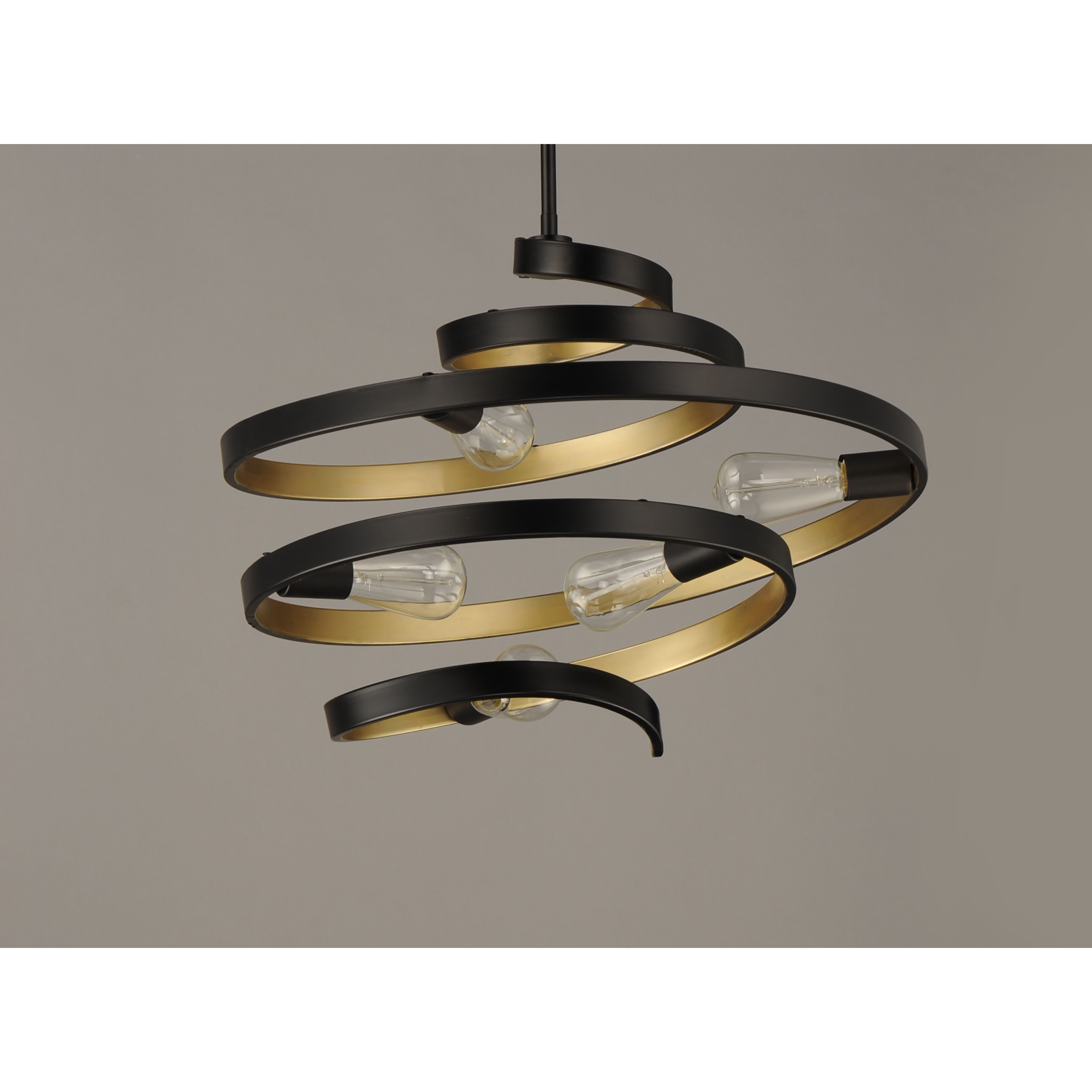 Twister 5 Light 25 inch Black/Gold Multi-Light Pendant Ceiling Light