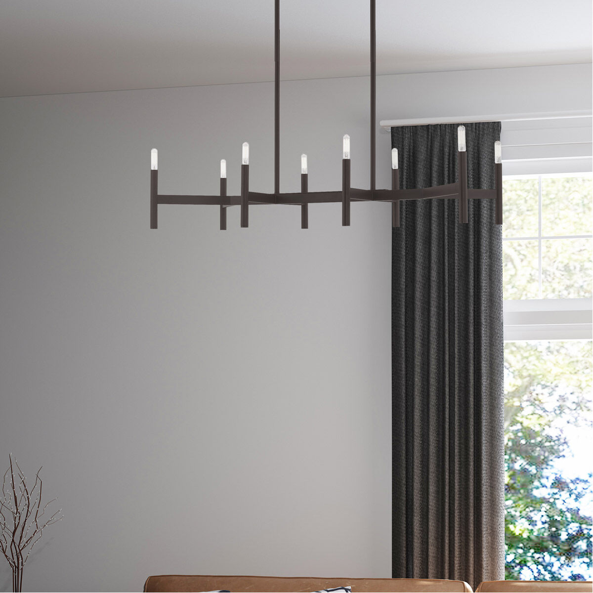Copenhagen 8 Light 40 inch Bronze Linear Chandelier Ceiling Light