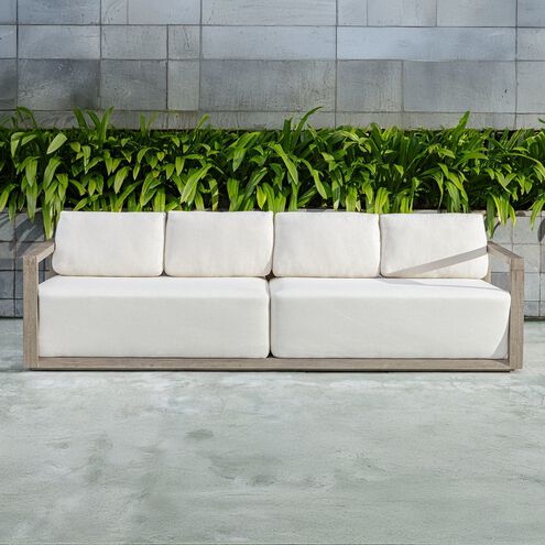 Remsen Weathered Gray and Oyster White Outdoor Sofa