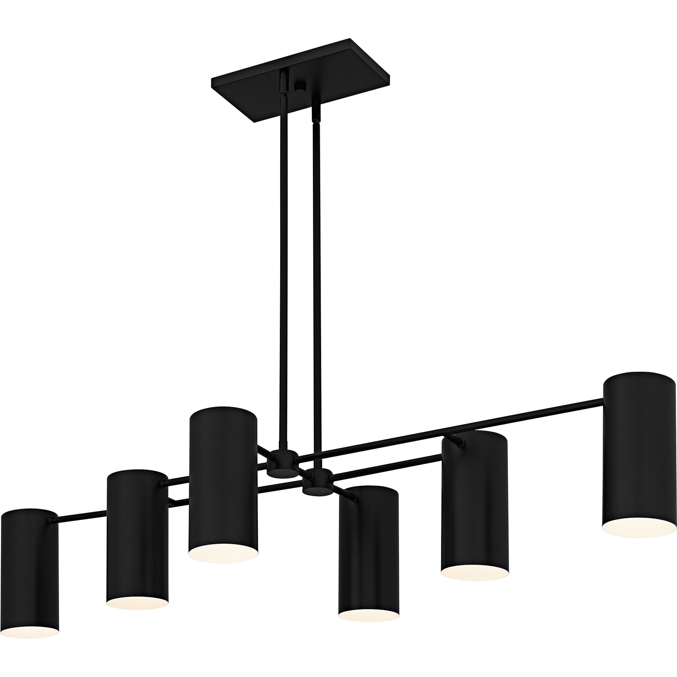 Foreland 6 Light 50 inch Matte Black Linear Chandelier Ceiling Light, Large