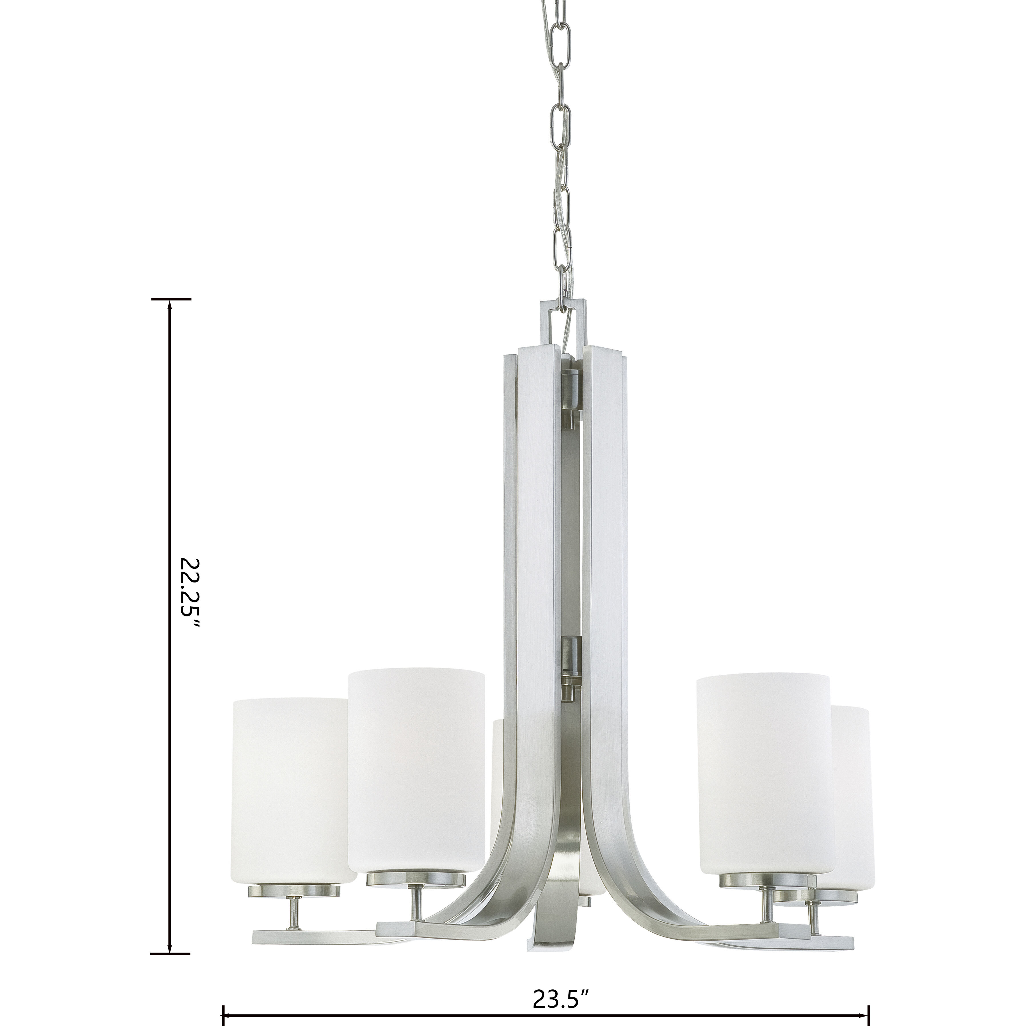 Pendenza 5 Light 23.5 inch Brushed Nickel Chandelier Ceiling Light