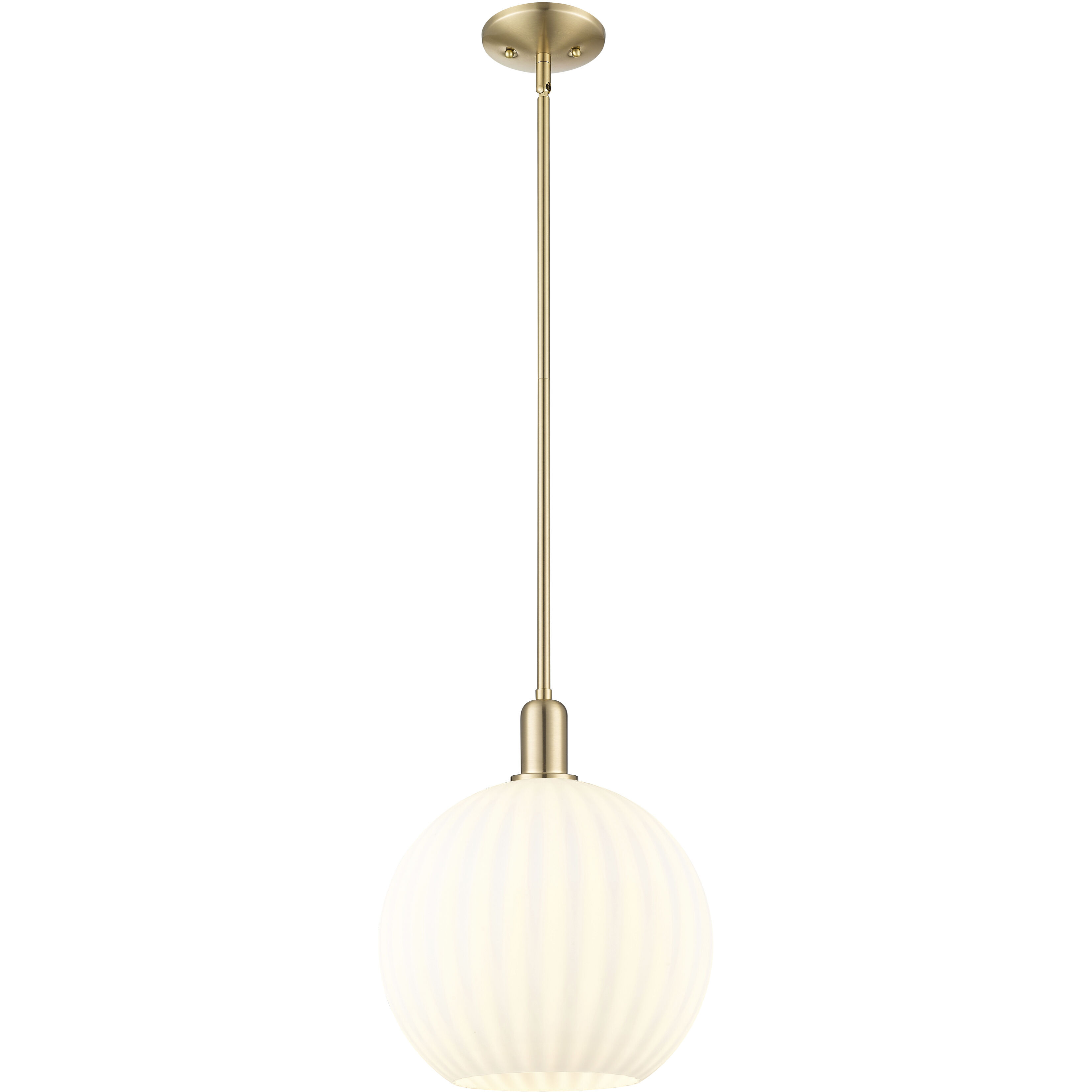 Arcadia White Venetian 1 Light 12 inch Champagne Bronze Mini Pendant Ceiling Light