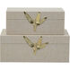 Anita Textured Gray and Gold Decorative Storage Box