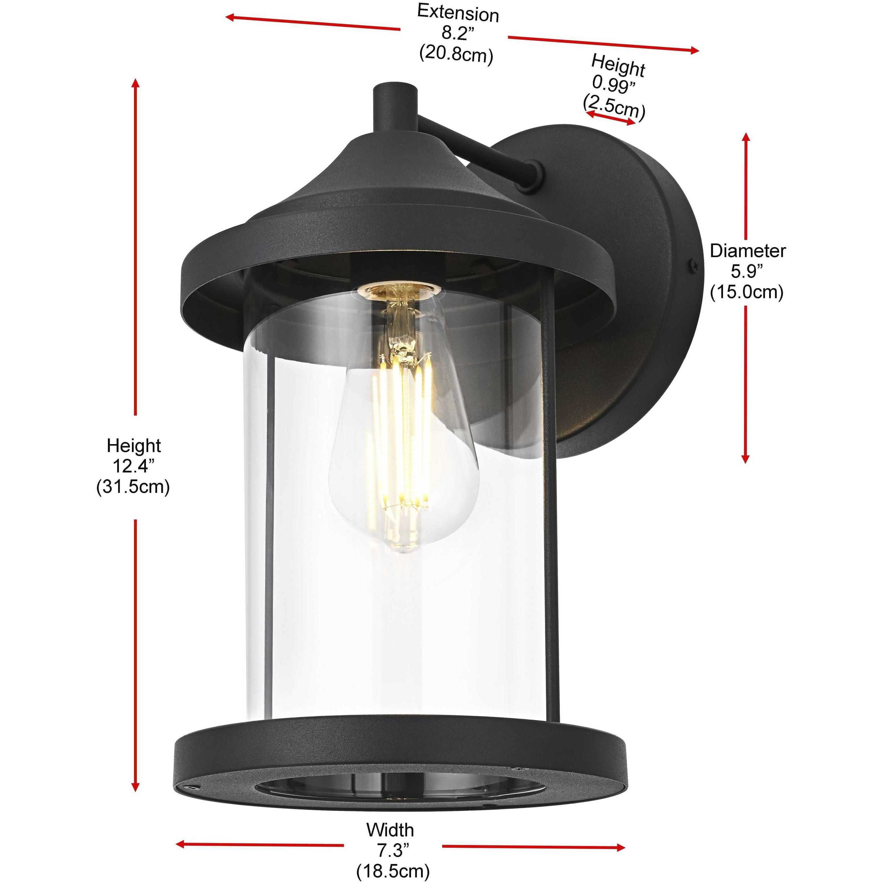 Roy 1 Light 12 inch Black Outdoor Wall Sconce