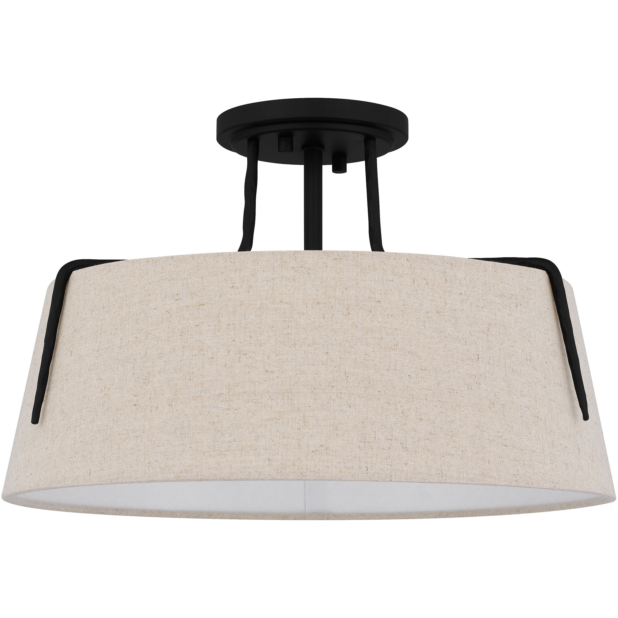 Leona 3 Light 16 inch Matte Black Semi-Flush Mount Ceiling Light