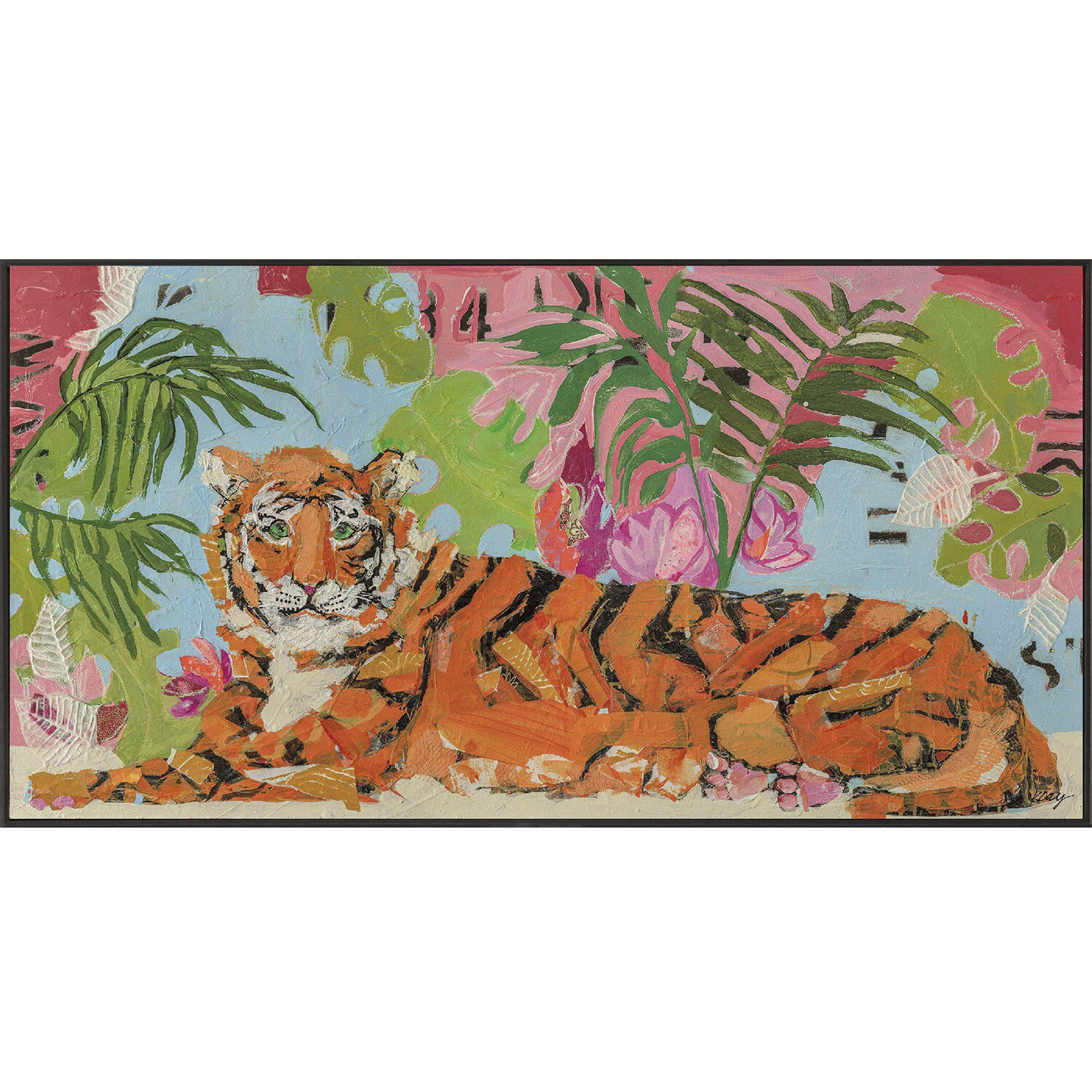 Animals Orange and Black and Pink and Multi Framed Art