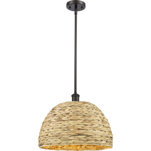 Woven Rattan 1 Light 15.75 inch Oil Rubbed Bronze Pendant Ceiling Light in Oil Rubbed Bronze and Natural