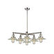 Franklin Restoration Halophane 6 Light 32 inch Polished Nickel Chandelier Ceiling Light in Incandescent, Clear Halophane Glass, Franklin Restoration