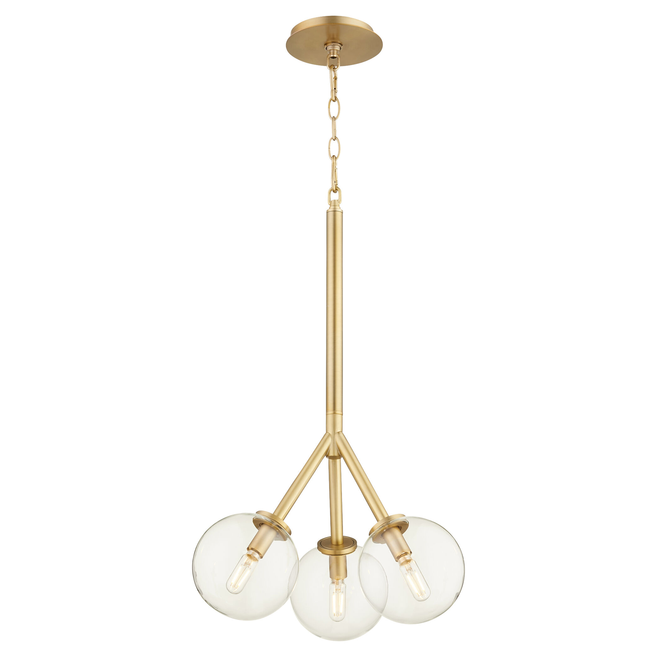 Rovi 3 Light 17 inch Aged Brass Pendant Ceiling Light