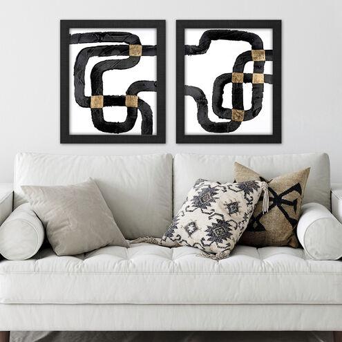 Metro Path Black and Metallic and White Framed Art