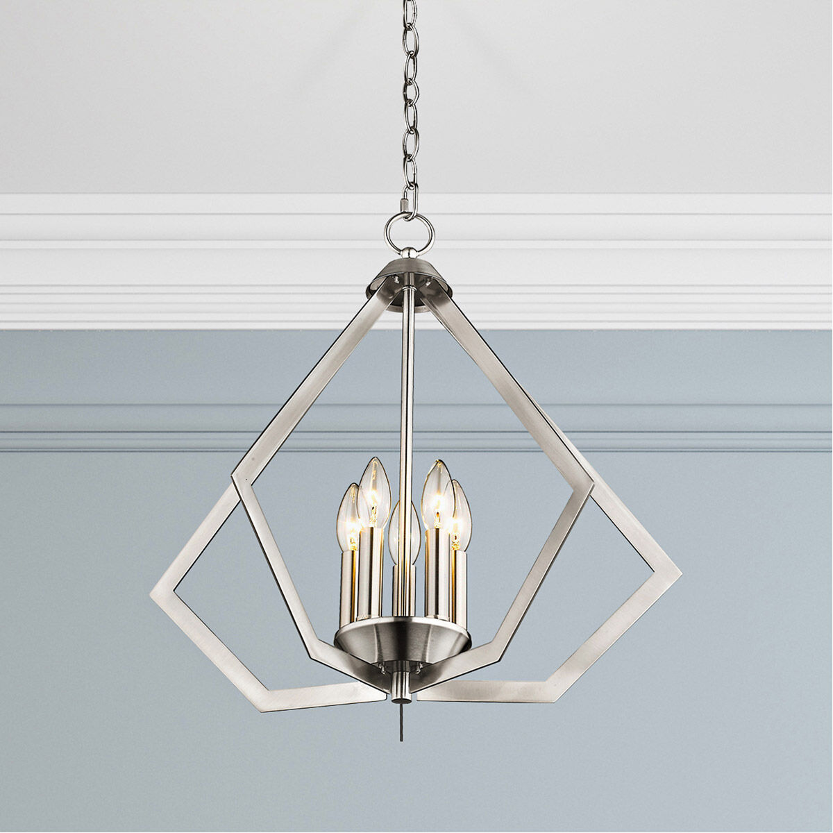 Prism 5 Light 20 inch Brushed Nickel Chandelier Ceiling Light