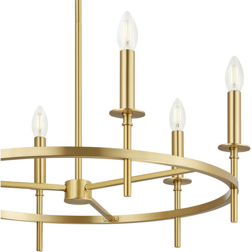 Contemporary 4 Light 30 inch Natural Brass Chandelier Ceiling Light