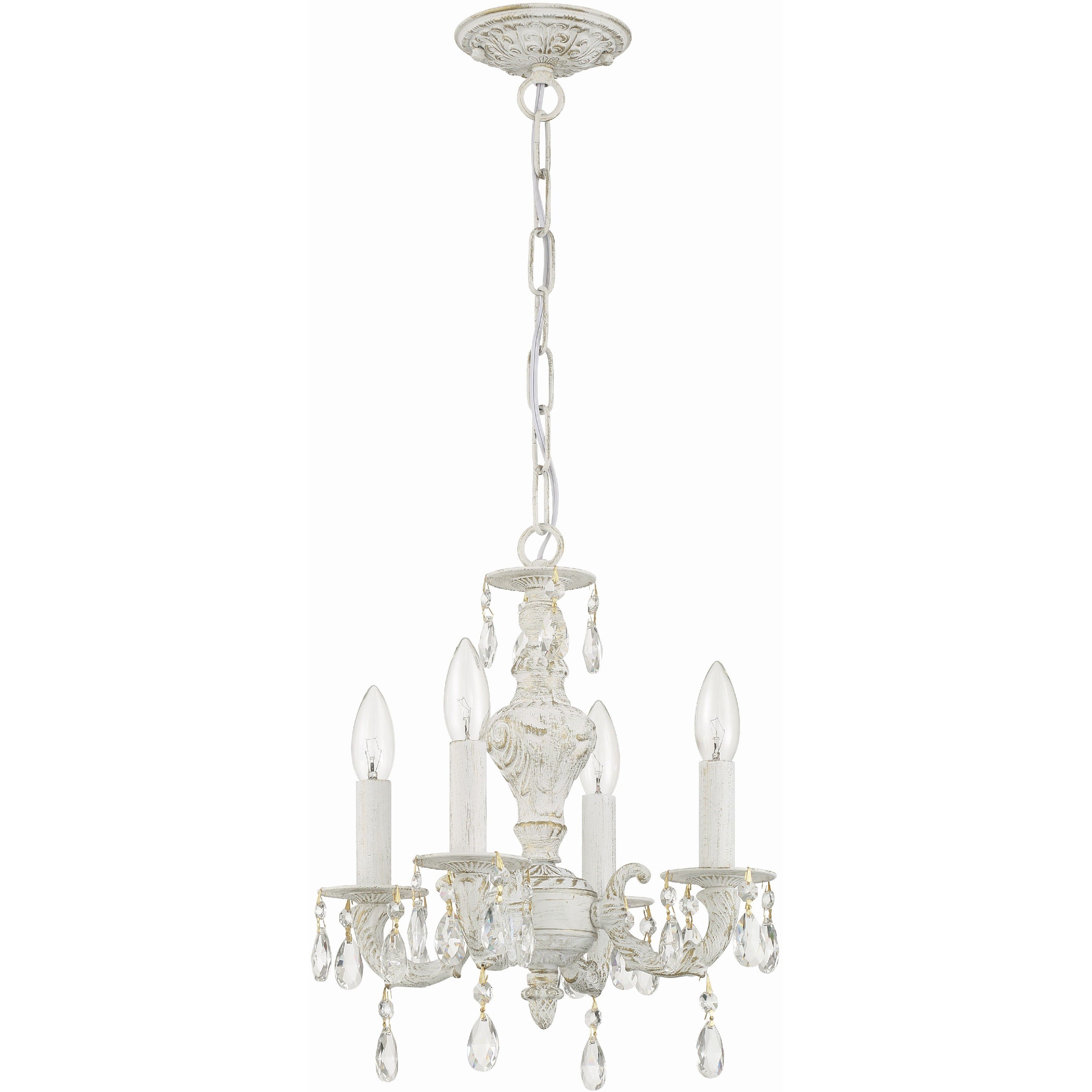 Paris Market 4 Light 13.5 inch Antique White Mini Chandelier Ceiling Light in Clear Swarovski Strass