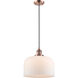 Franklin Restoration X-Large Bell 1 Light 12 inch Antique Copper Mini Pendant Ceiling Light in Matte White Glass, Franklin Restoration