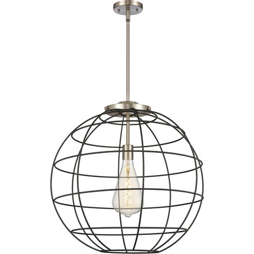 Lake Placid 1 Light 22 inch Satin Nickel and Matte Black Pendant Ceiling Light