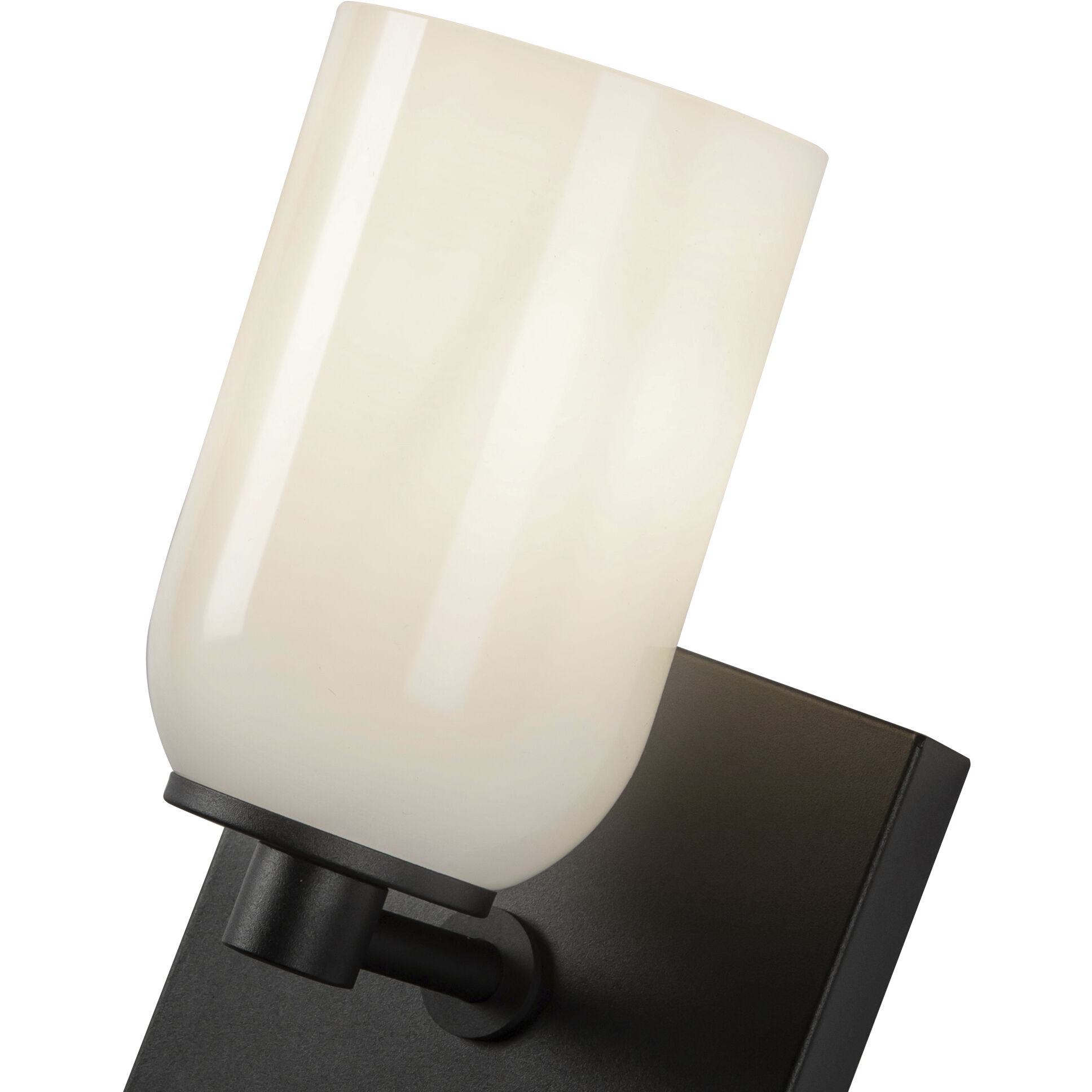 Nola Wall Sconce Wall Light in Black, Glossy Opal Glass Shade