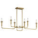 Alden 6 Light 11 inch Natural Brass Chandelier Linear (Single) Ceiling Light, Single