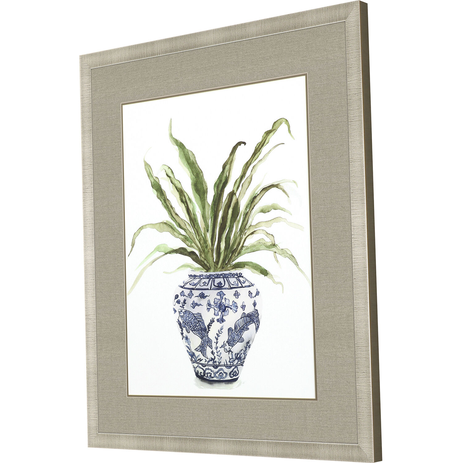 Fern House Blue and Green and White Framed Art