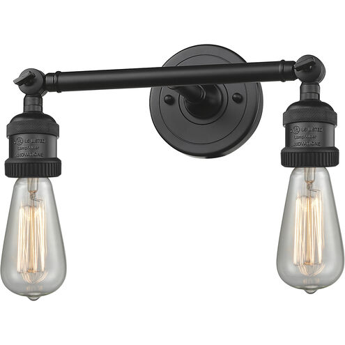 Franklin Restoration Bare Bulb 2 Light 11 inch Matte Black Bath Vanity Light Wall Light, Franklin Restoration