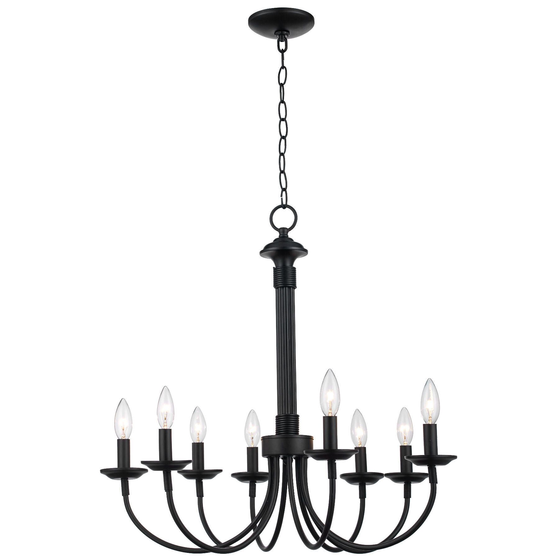 Candle 8 Light 27 inch Black Chandelier Ceiling Light