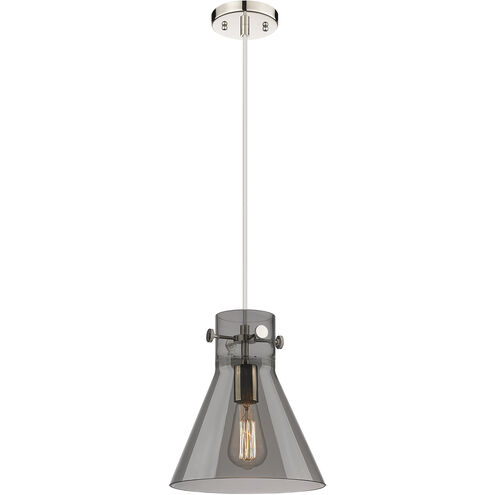 Downtown Urban Newton Cone 1 Light 10 inch Polished Nickel Pendant Ceiling Light in Plated Smoke