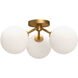 Cassia 3 Light 17.75 inch Aged Gold Semi Flush Mount Ceiling Light in Aged Brass