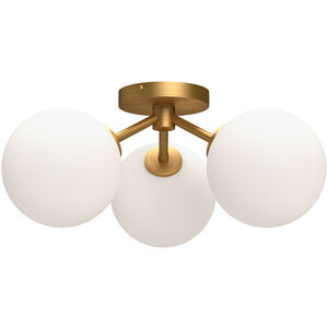 Cassia 3 Light 17.75 inch Aged Gold Semi Flush Mount Ceiling Light in Aged Brass