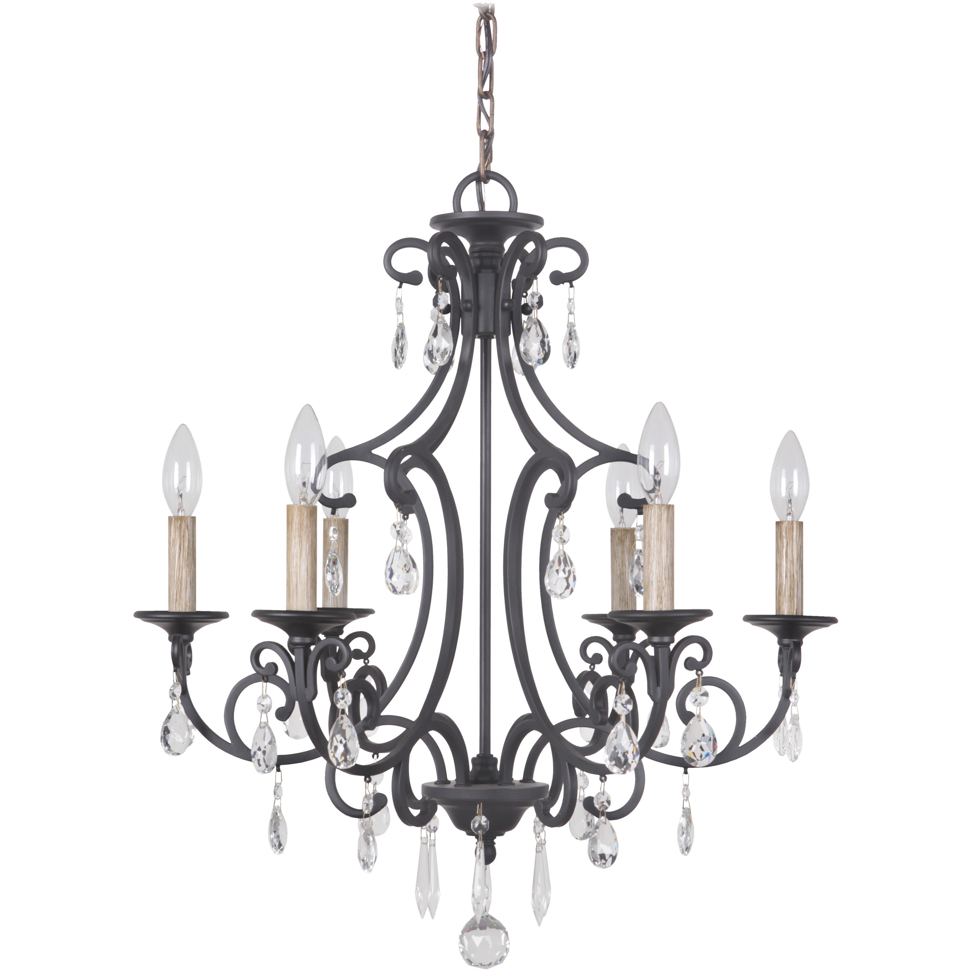 Bentley 6 Light 22 inch Matte Black Chandelier Ceiling Light