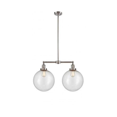 Franklin Restoration XX-Large Beacon LED 27 inch Brushed Satin Nickel Chandelier Ceiling Light in Seedy Glass, Franklin Restoration