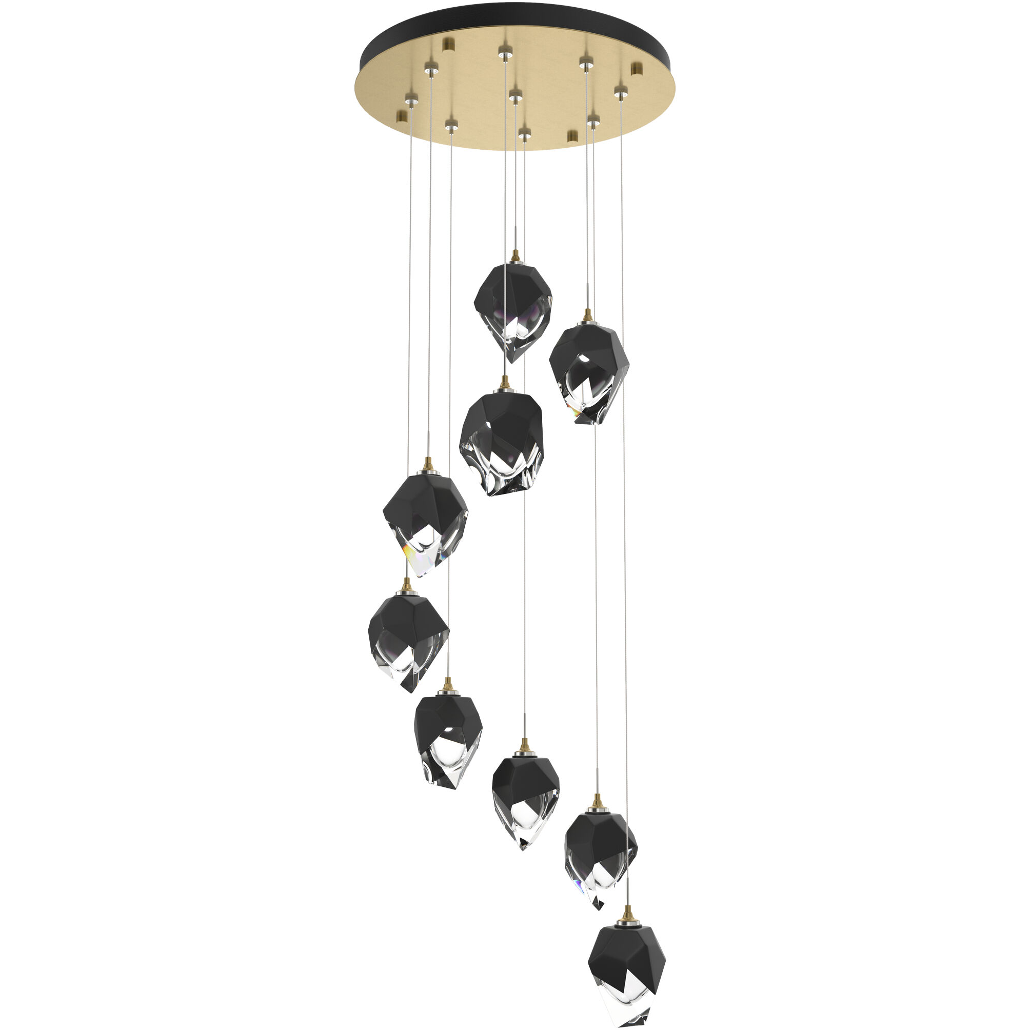 Chrysalis 9 Light 20.5 inch Modern Brass Pendant Ceiling Light in Black Crystal, Small