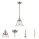 Franklin Restoration X-Large Cone 1 Light 12 inch Brushed Satin Nickel Mini Pendant Ceiling Light in Seedy Glass