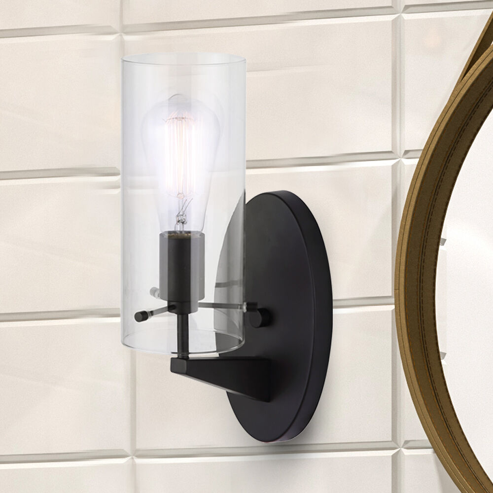 Madison 1 Light 7 inch Black Vanity Light Wall Light