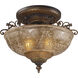 Restoration 3 Light 19 inch Antique Golden Bronze Semi Flush Mount Ceiling Light