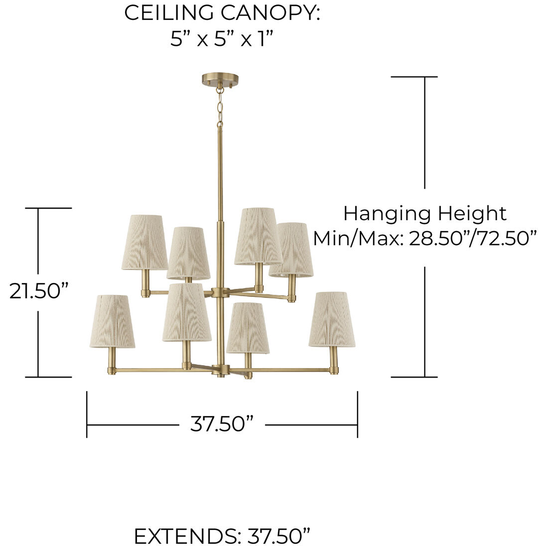 Mira 8 Light 37.5 inch Matte Brass Chandelier Ceiling Light